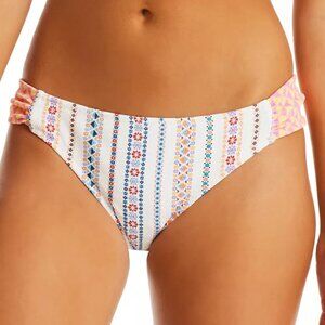 NWT Jessica Simpson Women's Stripe It Up Side Shirred Hipster Size M $40 10HL144